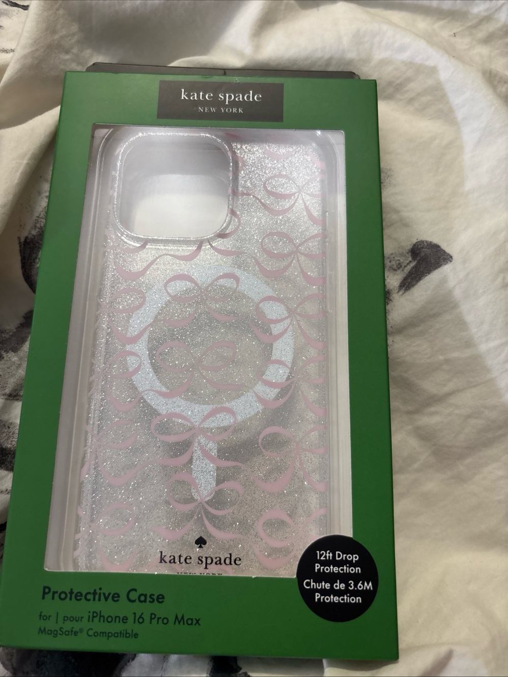 kate spade Pink Glitter Bow Pattern iPhone 16 Pro Max Case